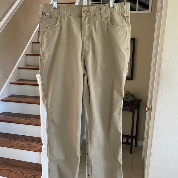 Carhartt Flame Resistant Cat 2 Tan Canvas Work Pants 5 Pocket Size 36 x 34 - Picture 1 of 5
